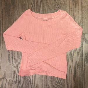 Pink long sleeve front cross top